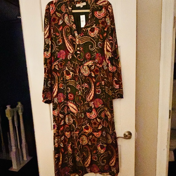 LOFT - Paisley Ruffle Tiered Midi Dress - Picture 8 of 10